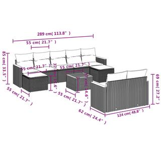 VidaXL Ensemble de canapés de jardin rotin synthétique  