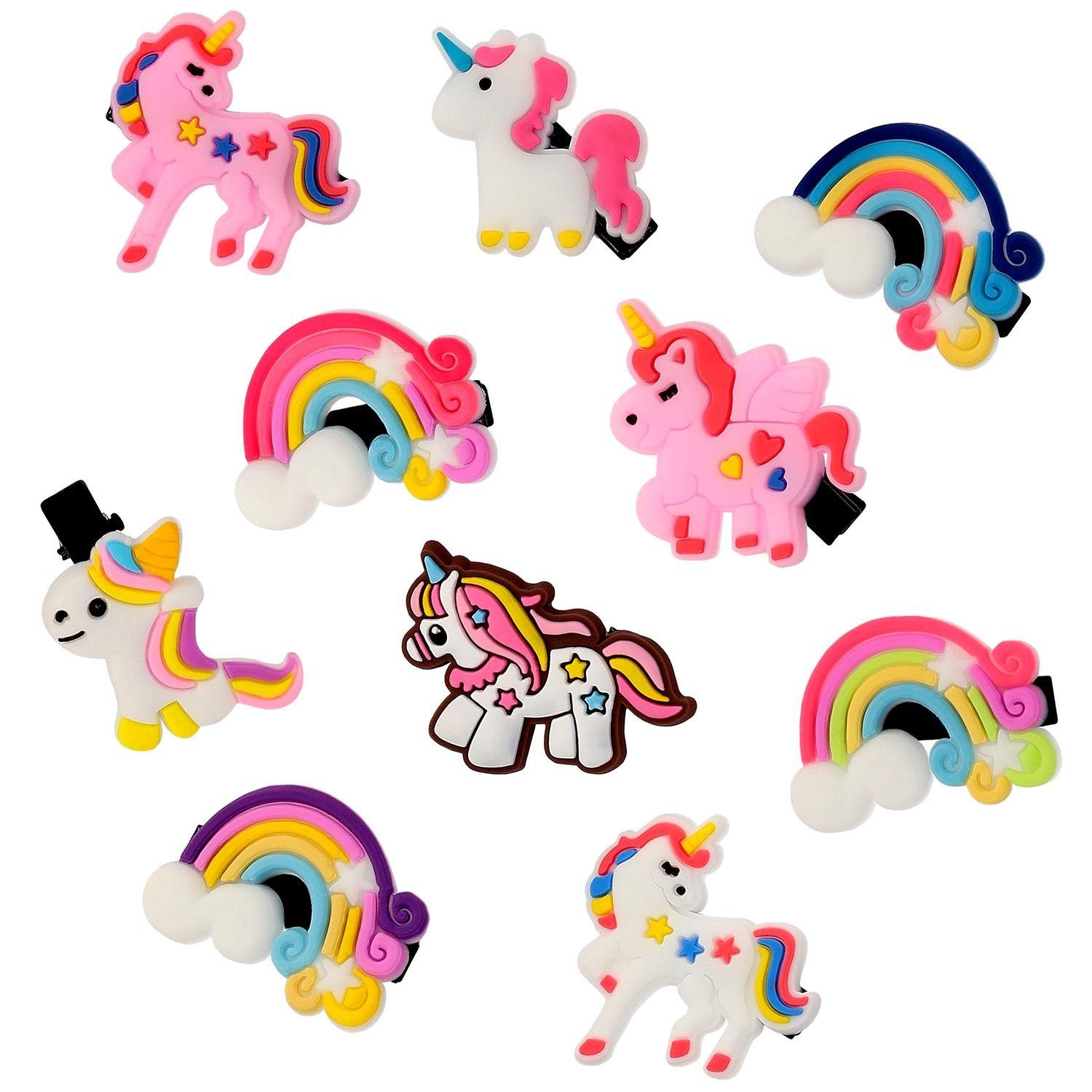 B2X  10x Pinces à cheveux - Licornes et arcs-en-ciel 