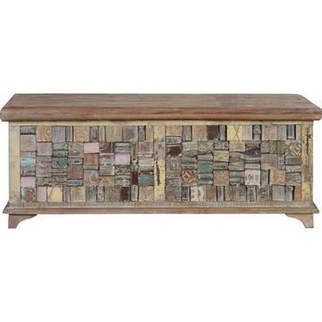 Truhe Holz recycelt multicolor 106x36