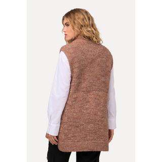 Ulla Popken  Gilet smanicato con mix di texture, collo alto e zip 