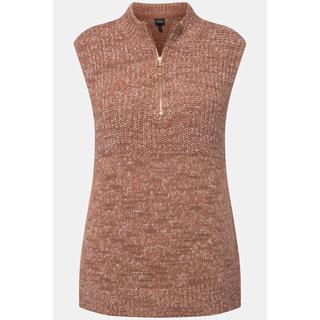 Ulla Popken  Gilet smanicato con mix di texture, collo alto e zip 