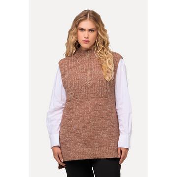 Gilet smanicato con mix di texture, collo alto e zip