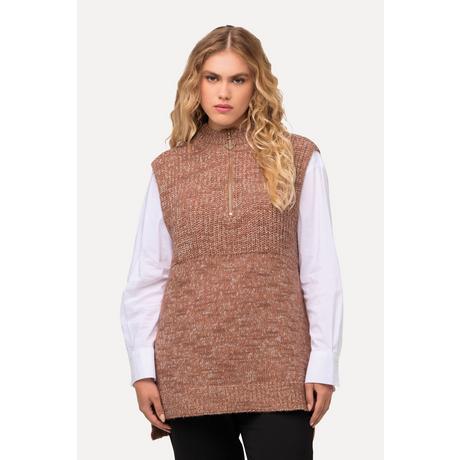 Ulla Popken  Gilet smanicato con mix di texture, collo alto e zip 