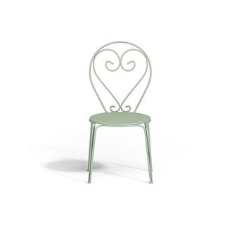 Vente-unique Lot de 4 chaises de jardin empilables en métal façon fer forgé - Vert amande - GUERMANTES de MYLIA  