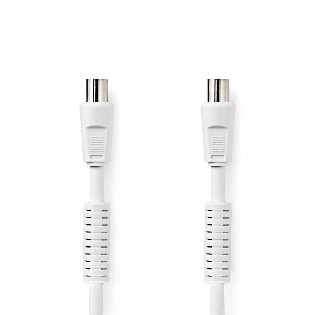 Nedis – Koaxialkabel | IEC (Koax) Stecker Buchse Vernickelt 120 dB 75 Ohm Vier Schirme 1,00 m Rund PVC Weiß Etikett, One Size