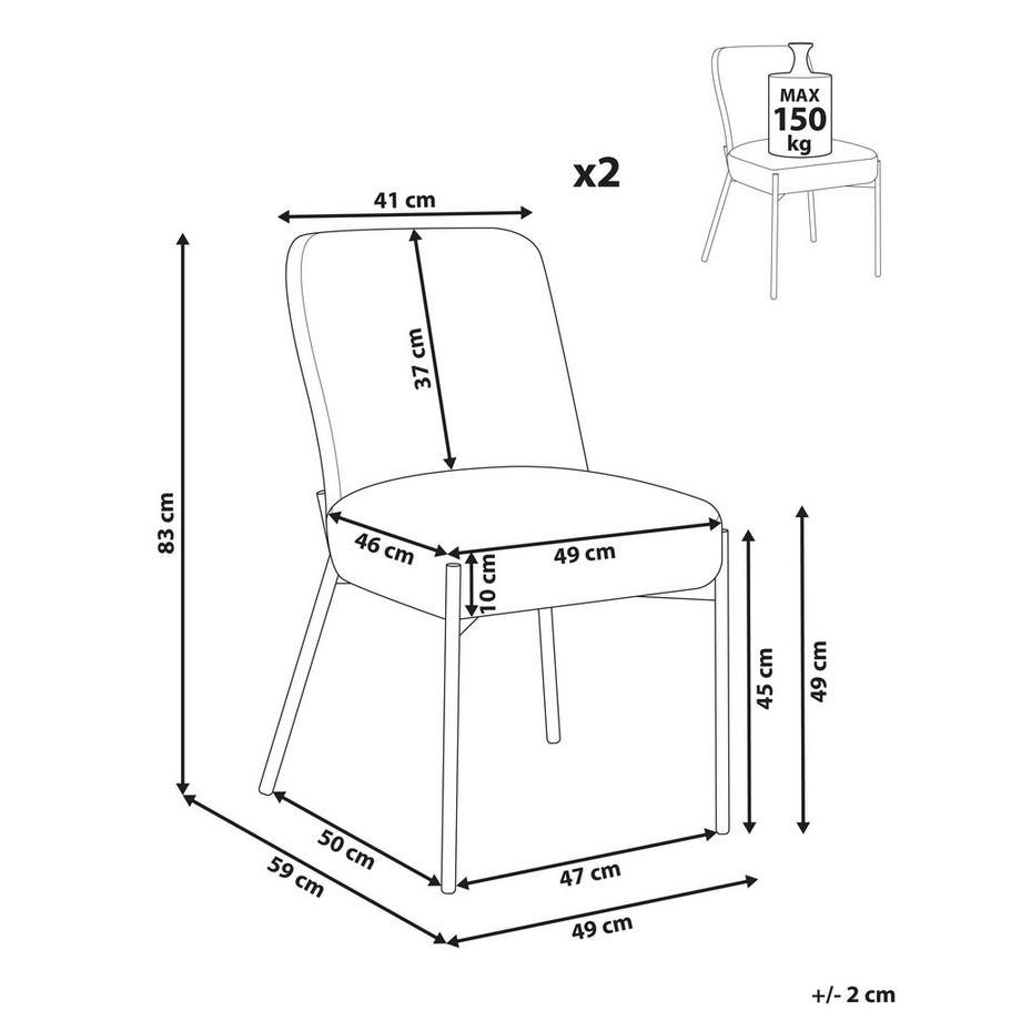 Beliani Set mit 2 Stühlen aus Bouclé  MALIN  