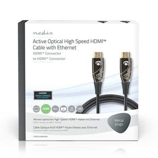 Nedis  Aktives optisches High-Speed-HDMI-Kabel mit Ethernet | HDMI™ Connector | HDMI™ Connector | 4K@60Hz | 18 Gbps | 50,0 m | Rund | PVC | Schwarz | Geschenkbox 