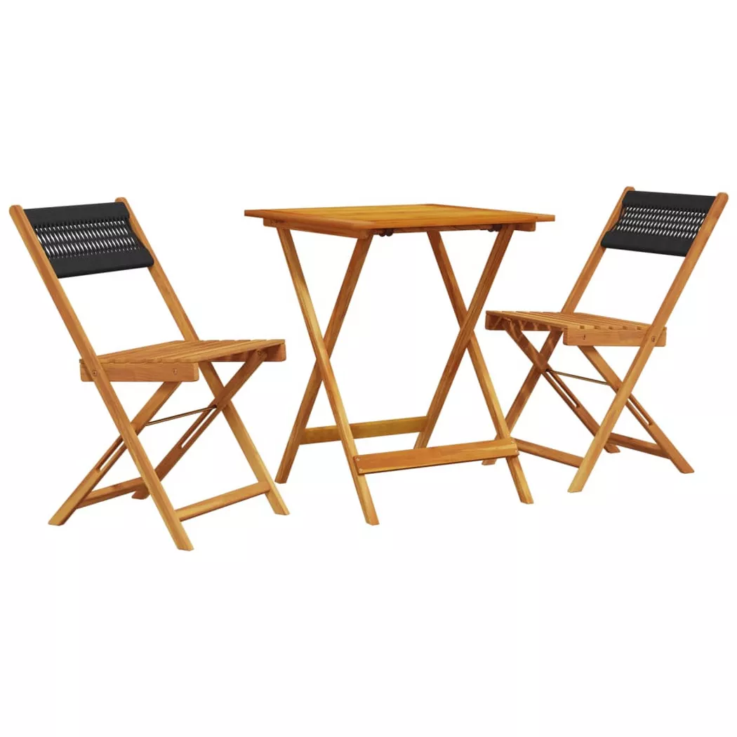 VidaXL - Bistro set akazienholz, One Size, Schwarz