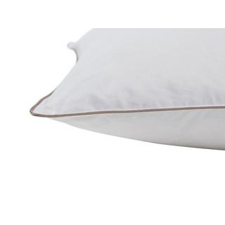 Vente-unique Lot de 2 oreillers anti-acariens enveloppe percale 93fils/cm² - 65 x 65 cm - garnissage plumettes et duvet - Blanc passepoil taupe - FEATH de PALACIO  