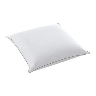 Vente-unique Lot de 2 oreillers anti-acariens enveloppe percale 93fils/cm² - 65 x 65 cm - garnissage plumettes et duvet - Blanc passepoil taupe - FEATH de PALACIO  