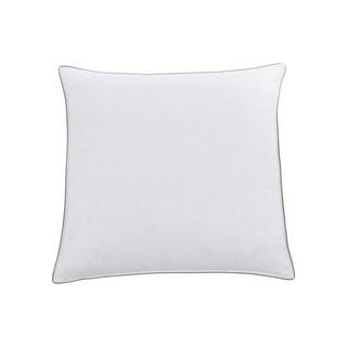 Vente-unique Lot de 2 oreillers anti-acariens enveloppe percale 93fils/cm² - 65 x 65 cm - garnissage plumettes et duvet - Blanc passepoil taupe - FEATH de PALACIO  