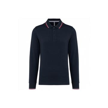 polo-shirt aus piqué-strick langarm