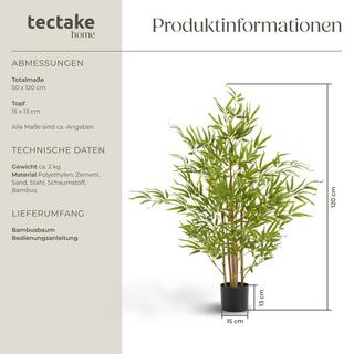 Tectake Künstlicher Bambusbaum Bambosa, realistische Textur  