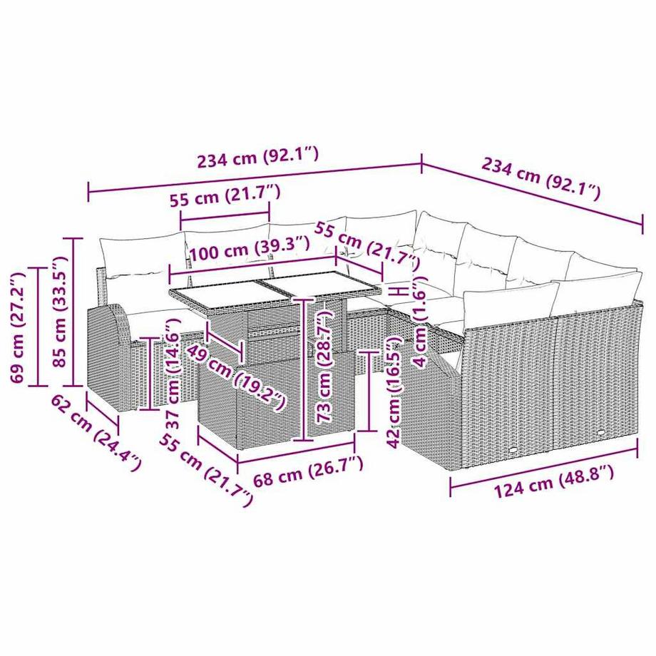 VidaXL Arredamento da Giardino Polyrattan  