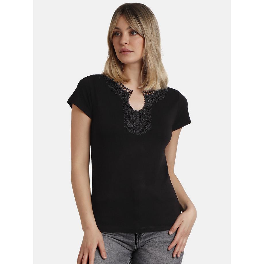 T-Shirt mit kurzen Ärmeln Guipur