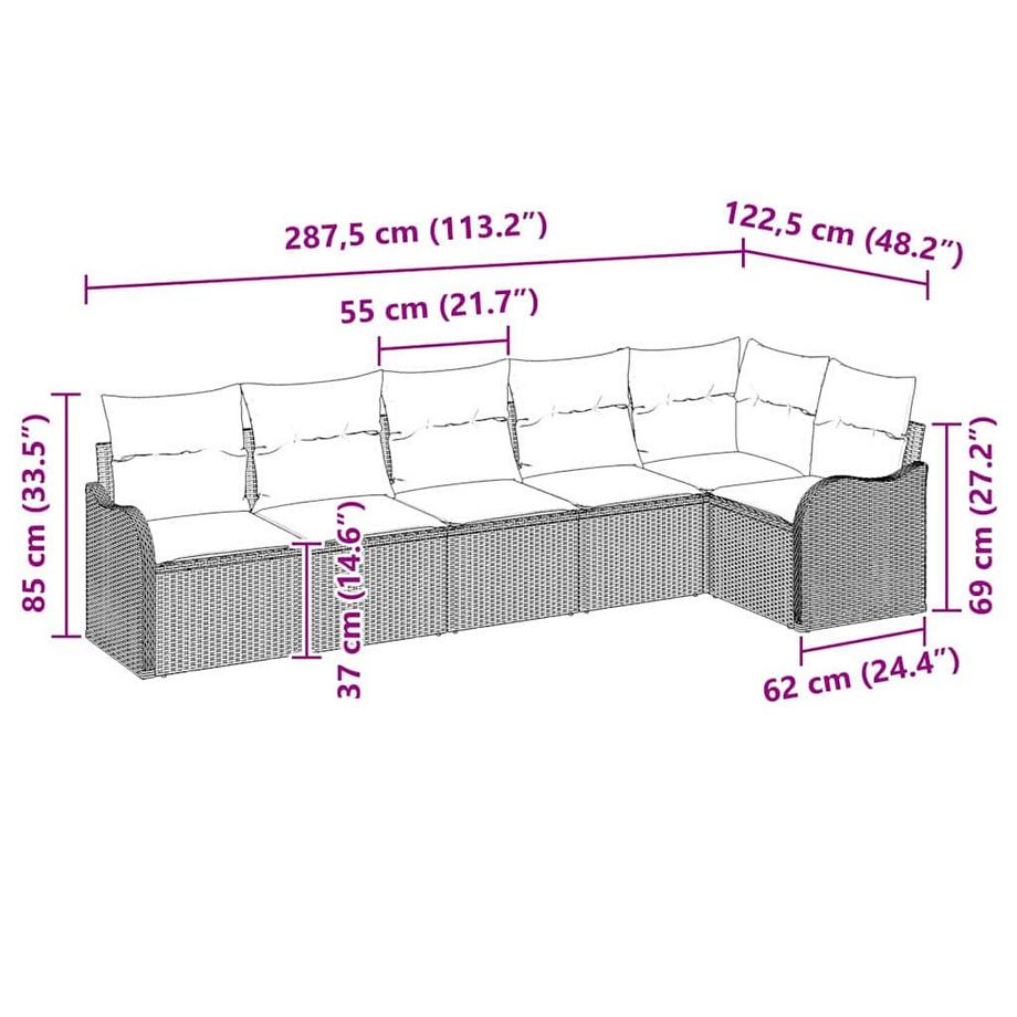 VidaXL Set Divano da Giardino Polyrattan  