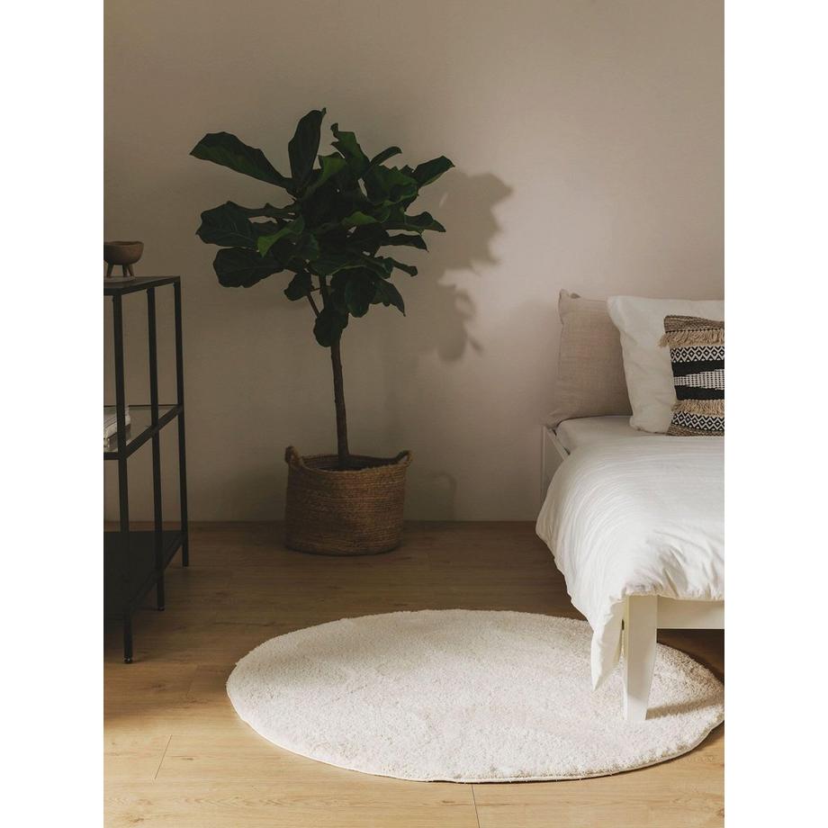 Benuta Hochflorteppich rund Soda Weiß  