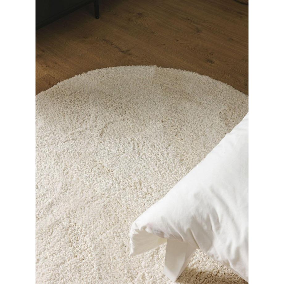 Benuta Hochflorteppich rund Soda Weiß  