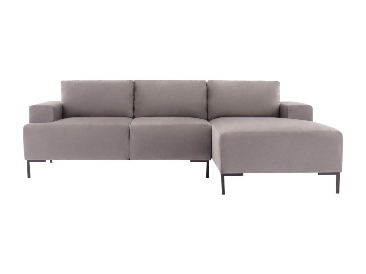 Vente-unique Ecksofa - Ecke rechts - Samt - Grau - MADALENI  