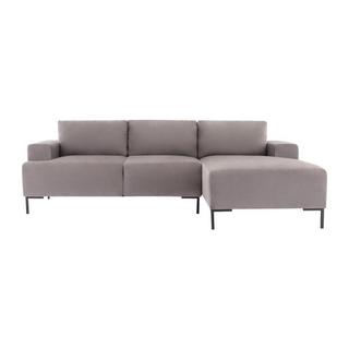 Vente-unique Ecksofa - Ecke rechts - Samt - Grau - MADALENI  