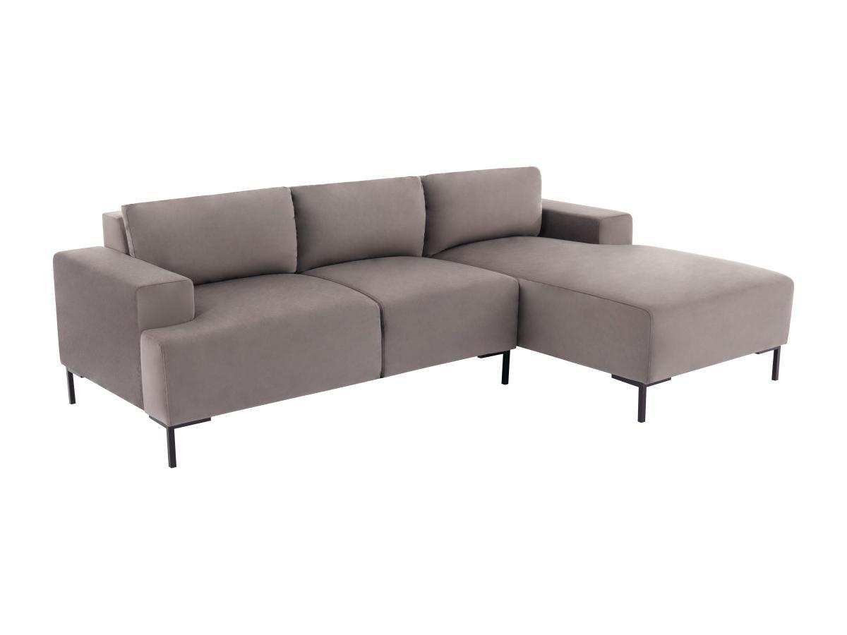 Vente-unique Ecksofa - Ecke rechts - Samt - Grau - MADALENI  