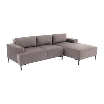 Ecksofa - Ecke rechts - Samt - Grau - MADALENI