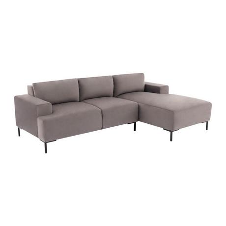 Vente-unique Ecksofa - Ecke rechts - Samt - Grau - MADALENI  