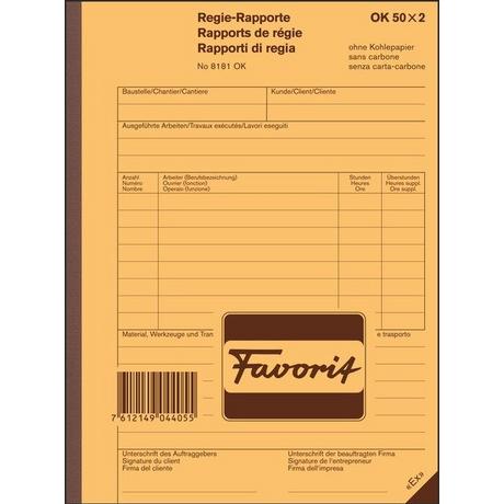 Favorit FAVORIT Regierapport D/F/I A5 8181 OK weiss 50x2 Blatt  