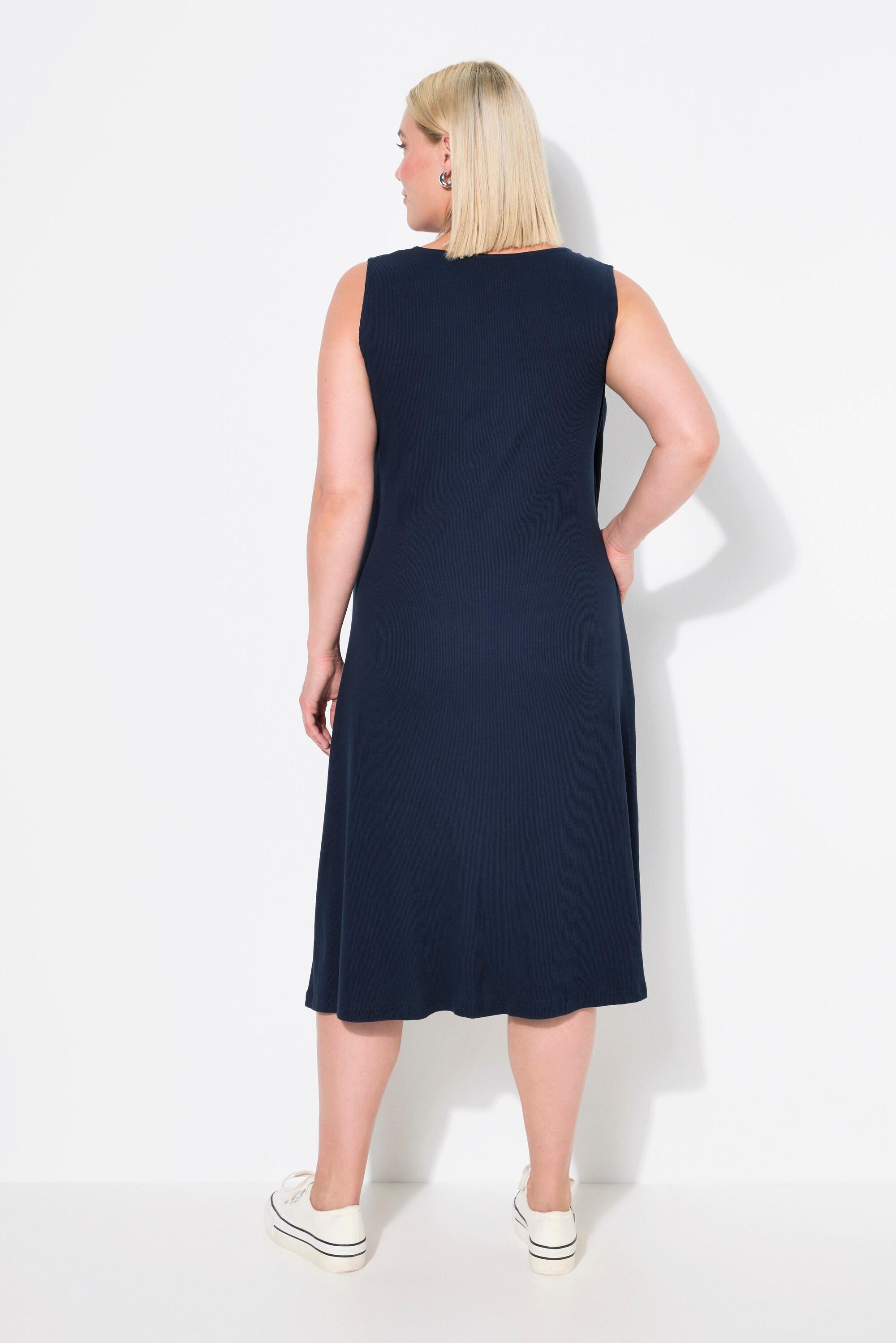 Ulla Popken Bellieva Rippjersey Wickeloptik Ärmelloses Kleid mit Stillfunktion  