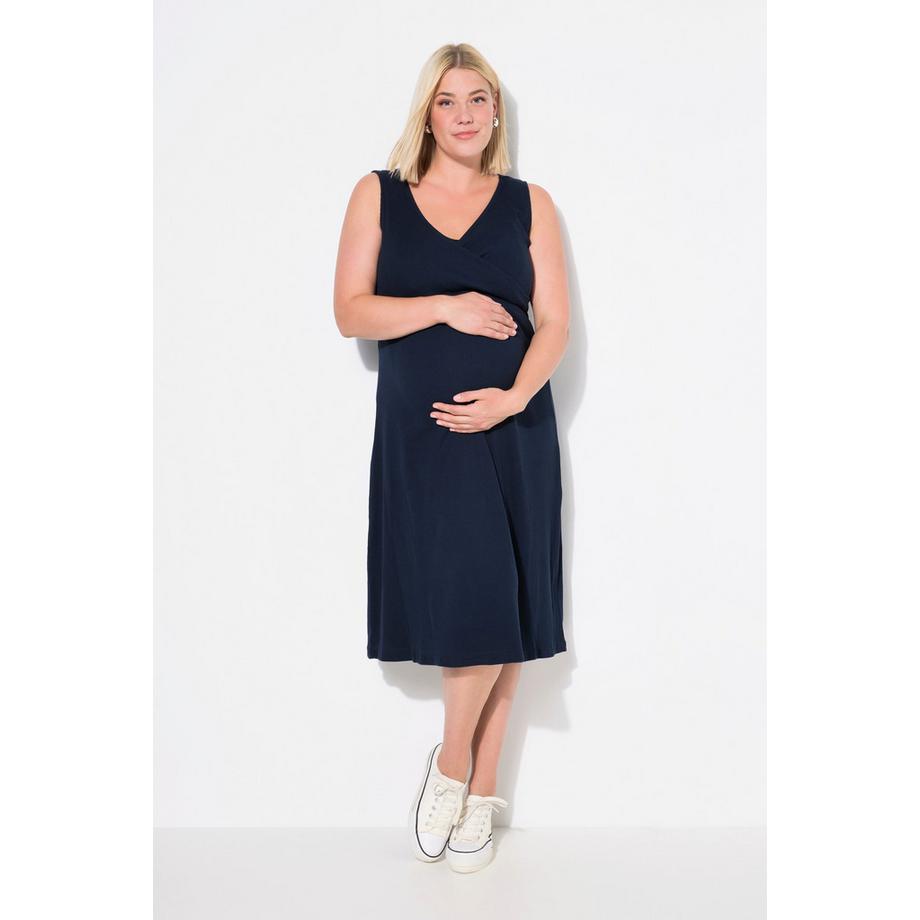 Ulla Popken Bellieva Rippjersey Wickeloptik Ärmelloses Kleid mit Stillfunktion  