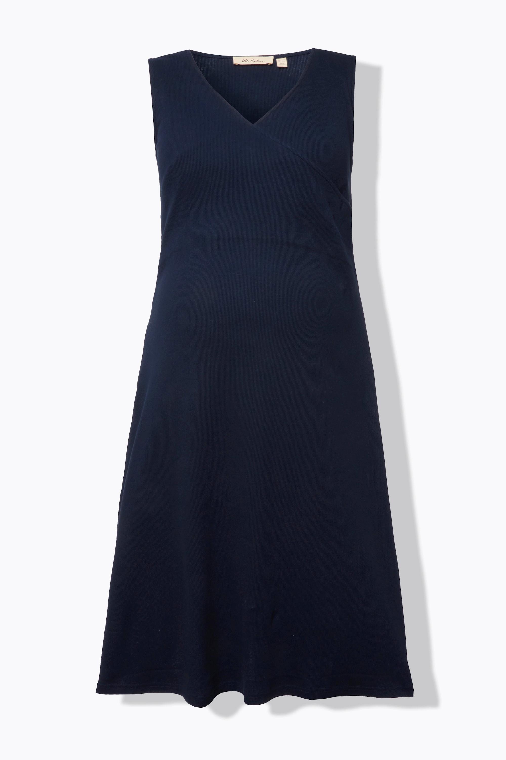 Ulla Popken Bellieva Rippjersey Wickeloptik Ärmelloses Kleid mit Stillfunktion  