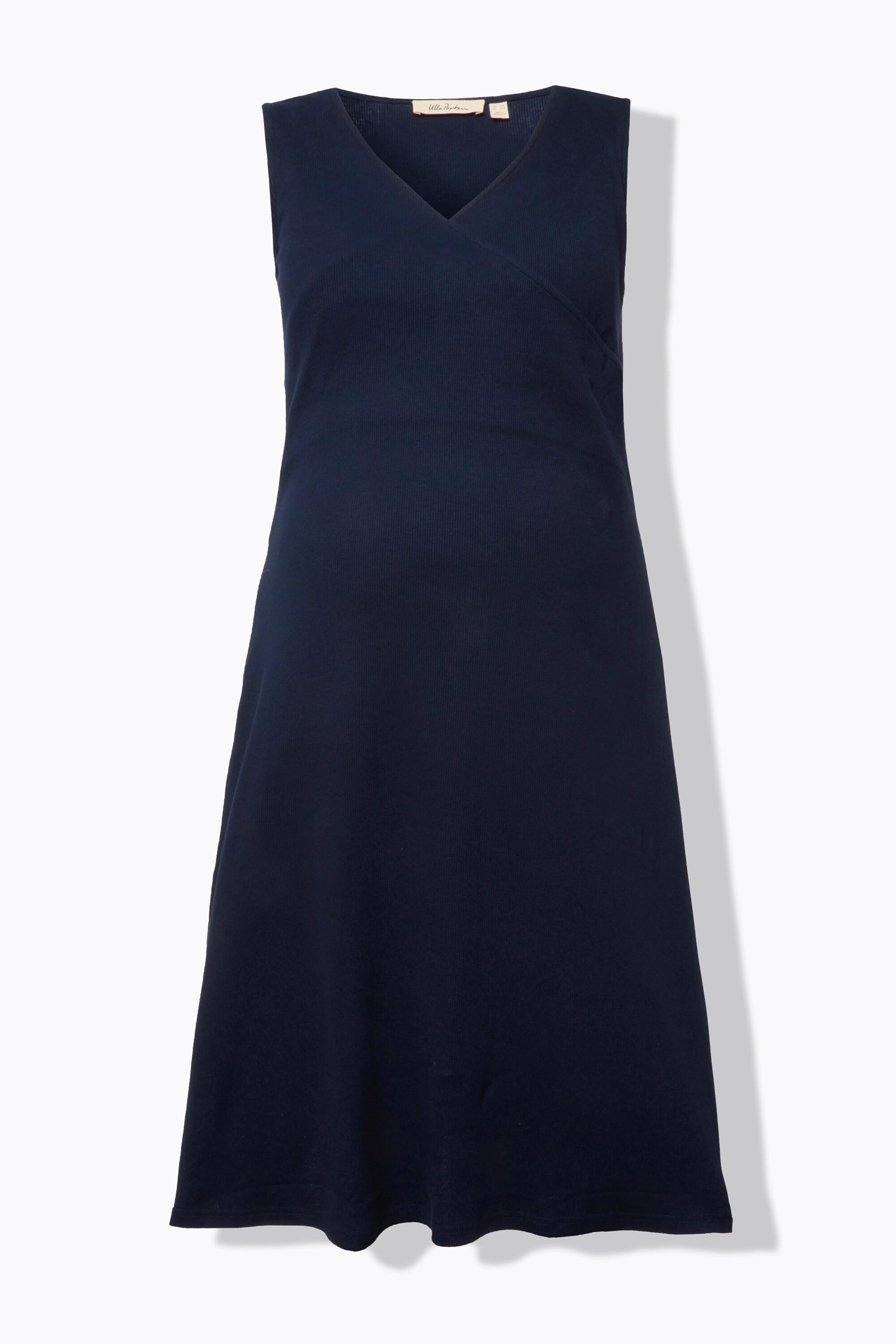 Ulla Popken Bellieva Rippjersey Wickeloptik Ärmelloses Kleid mit Stillfunktion  