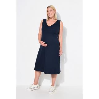 Ulla Popken Bellieva Rippjersey Wickeloptik Ärmelloses Kleid mit Stillfunktion  