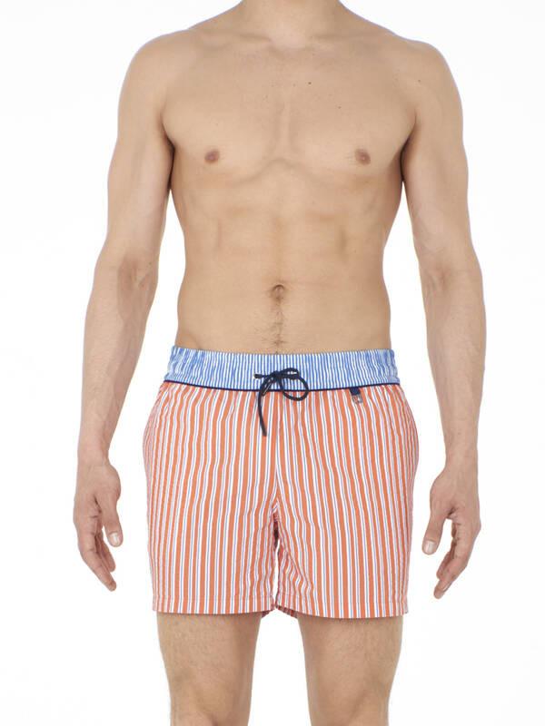 HOM Preppy Gestreifte Beach Boxer Badehose  