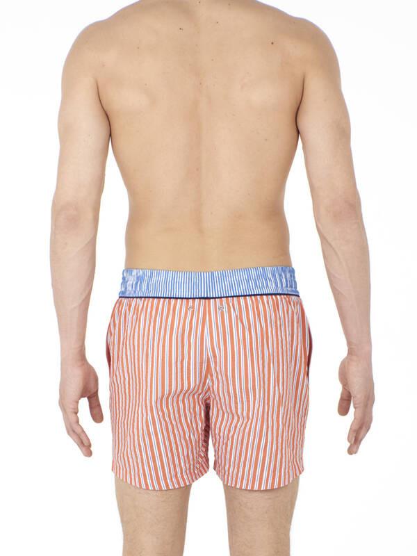 HOM Preppy Gestreifte Beach Boxer Badehose  
