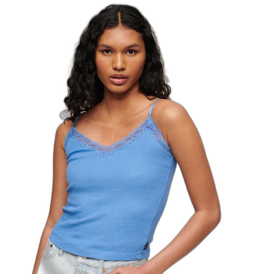 Superdry Geripptes Camisole Top mit Spitzenbesatz  