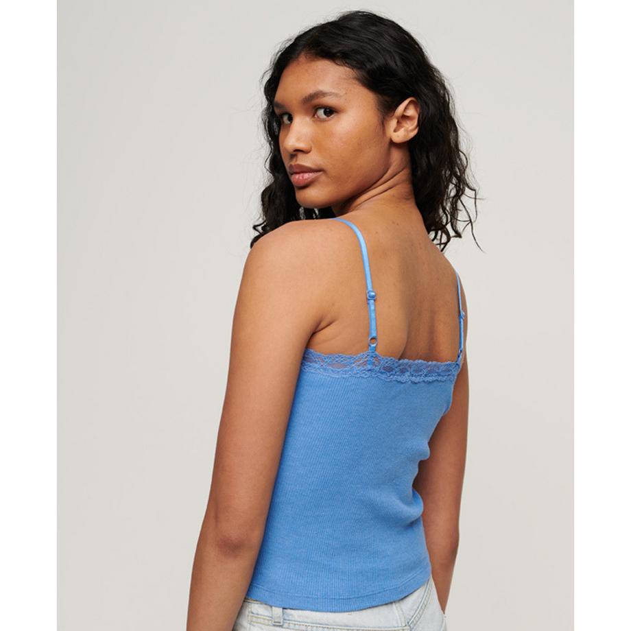 Superdry Geripptes Camisole Top mit Spitzenbesatz  
