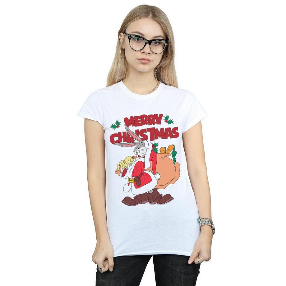 LOONEY TUNES Bugs Bunny Merry Christmas T-Shirt Imprimé  