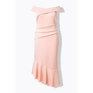 Ulla Popken Scuba Maxikleid Carmenausschnitt Drapierung  