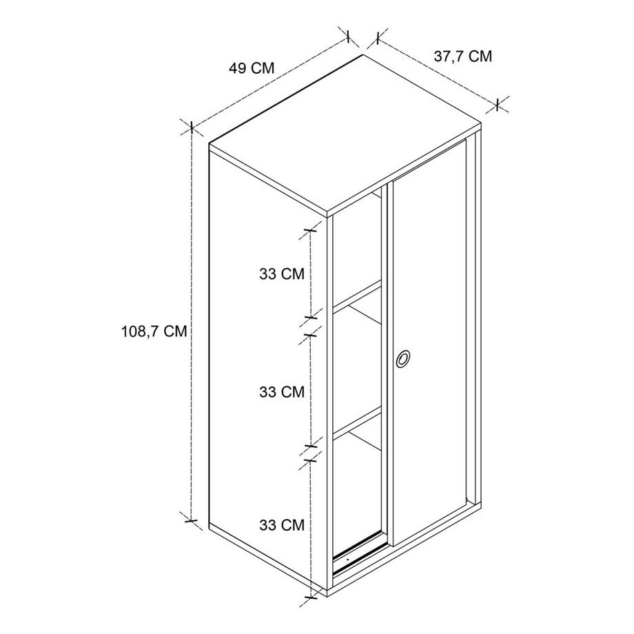 VCM Büroschrank mit 3 Fächern | moderner Aktenschrank mit Schiebetüren | Maße ca. H. 109 x B. 49 x T. 38 cm – Ulas 3-Fach  