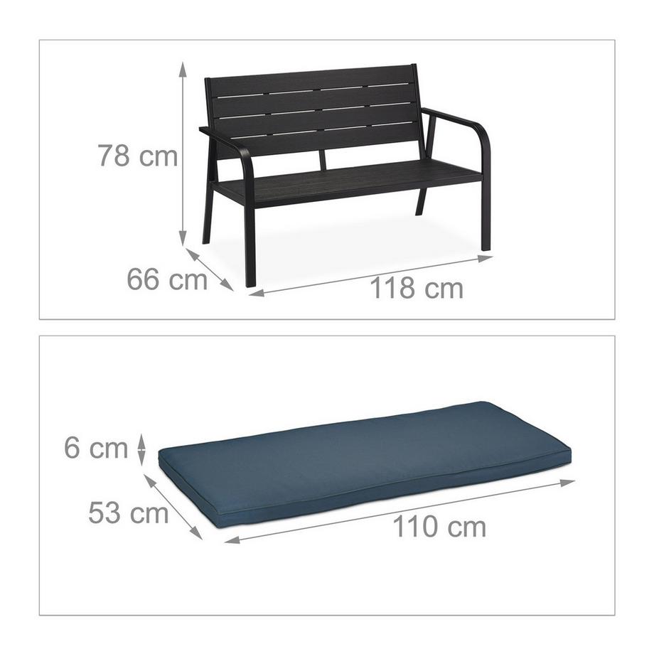 Northix Gartenbank mit Sitzauflage  