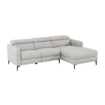 Ecksofa mit elektrischer Relaxfunktion - Ecke rechts - Leder - Grau - FUSETA