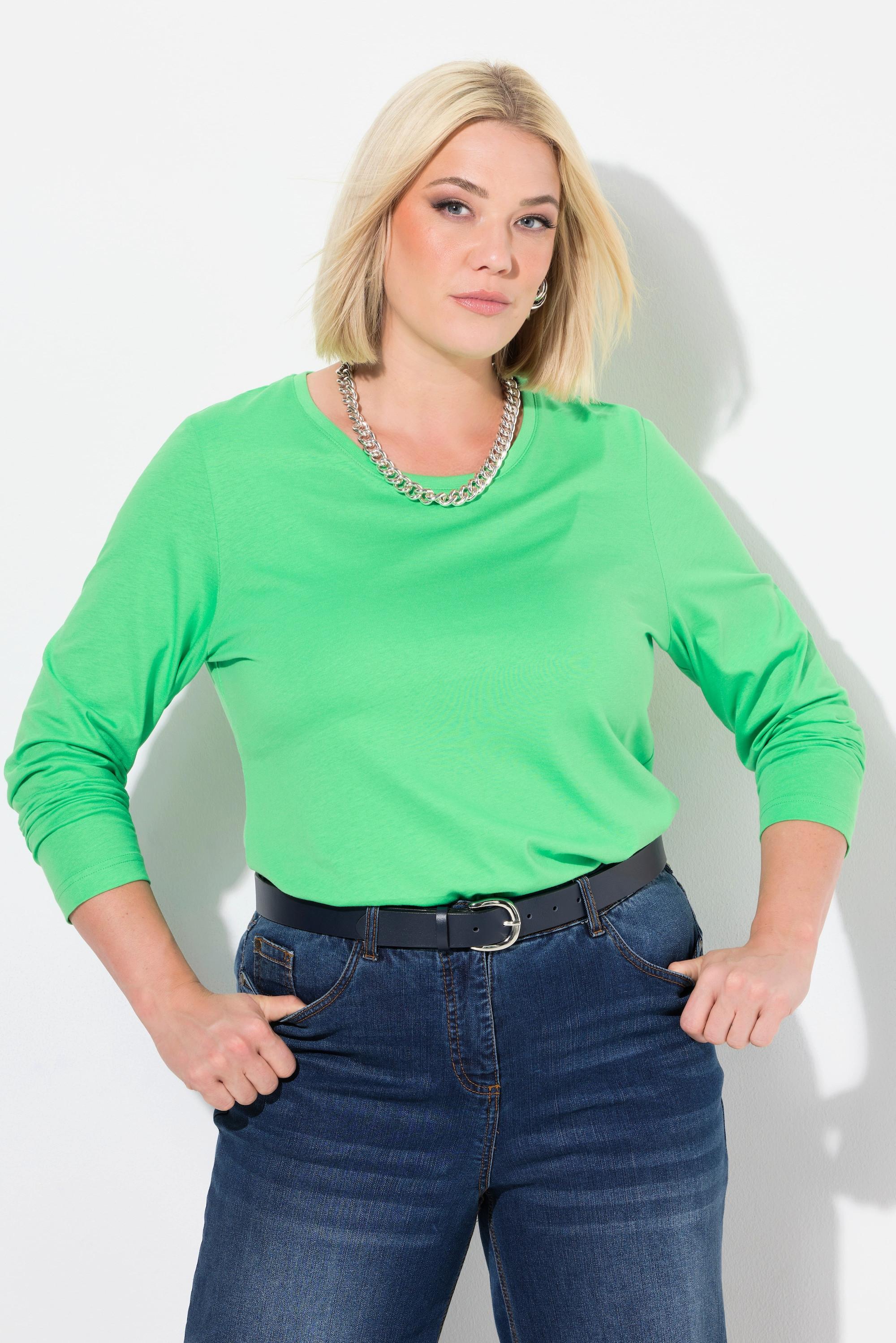 Ulla Popken Maglia Slim Maniche Lunghe Girocollo  