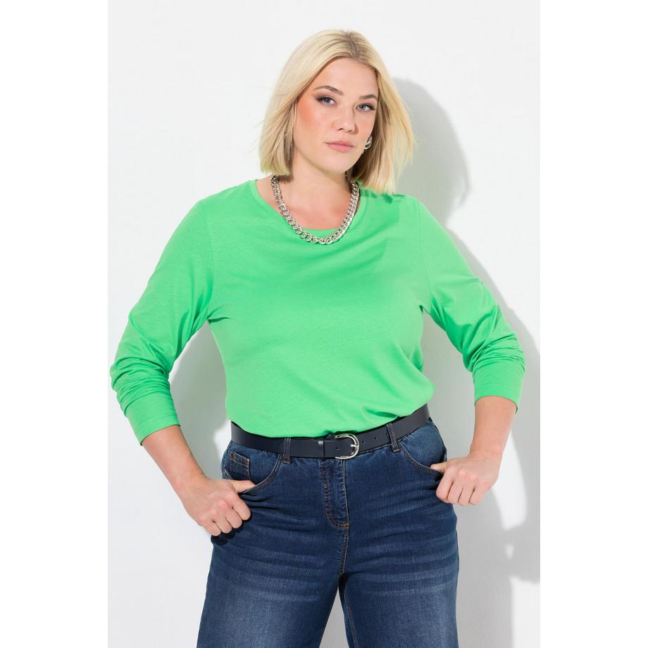 Ulla Popken T-shirt Slim Manches Longues Col Rond  