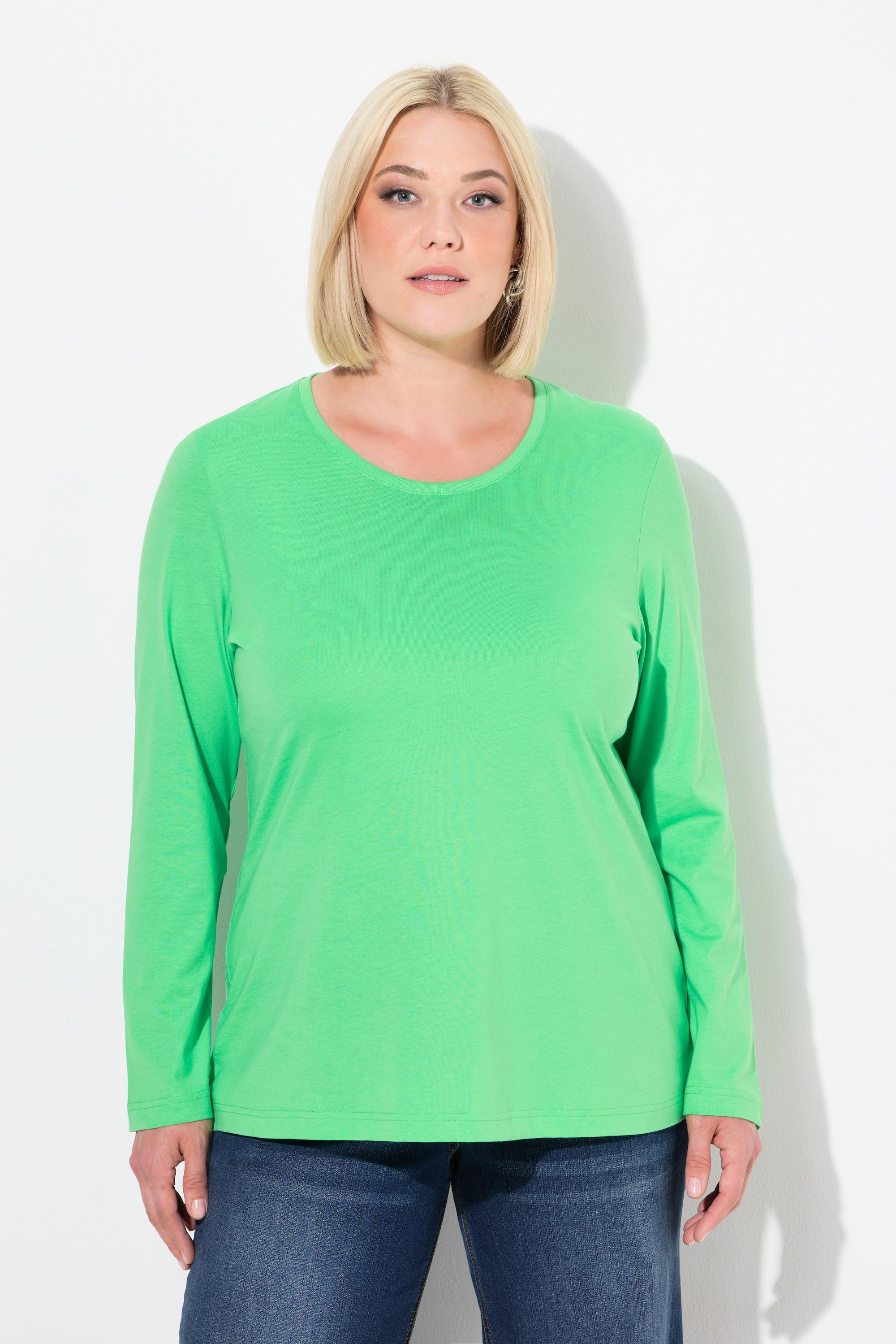 Ulla Popken  Shirt, Slim, Rundhalsausschnitt, Langarm 