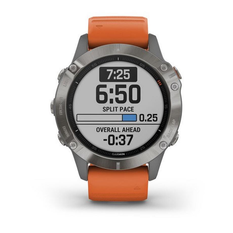 GARMIN  fenix 6 PRO Sapph. Titan Gray/Orange Bd 