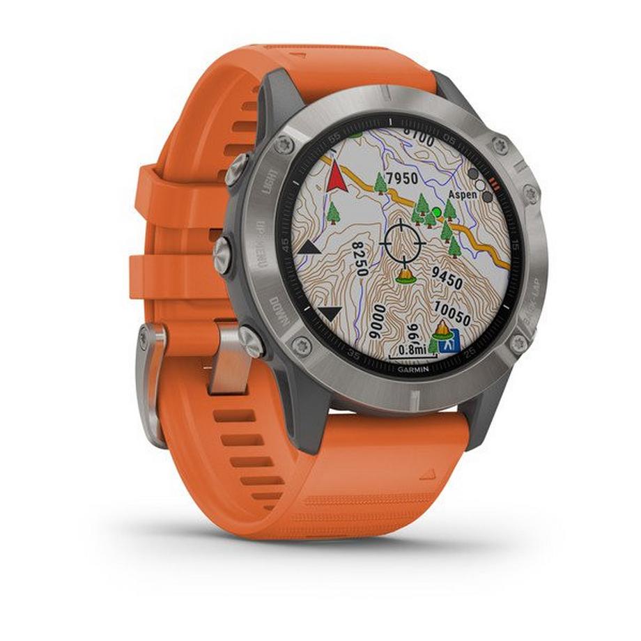 GARMIN  fenix 6 PRO Sapph. Titan Gray/Orange Bd 