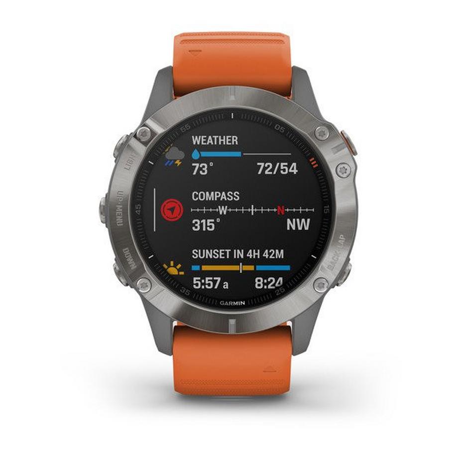 GARMIN  fenix 6 PRO Sapph. Titan Gray/Orange Bd 