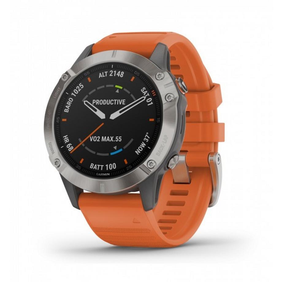 GARMIN  fenix 6 PRO Sapph. Titan Gray/Orange Bd 