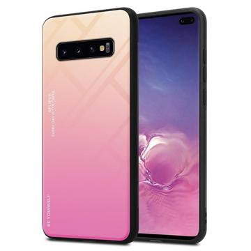 Housse compatible avec Samsung Galaxy S10 PLUS - Coque de protection bicolore en silicone TPU et dos en verre trempé